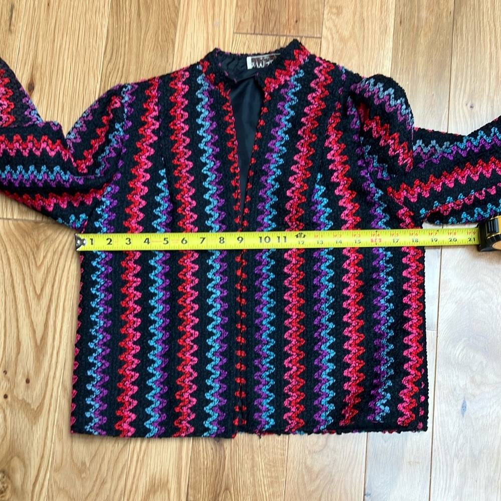 Vintage  Patterned/textures Jacket, mandarin collar and open front - Picture 6 of 7